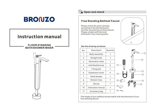 خلاط بانيو أرضي مع لي و سماعة برونزو BRONZO