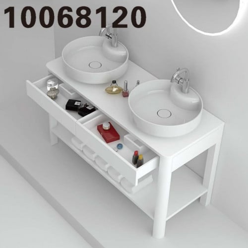 مغسلة حوضين رخام جاهزة 120 سم مع مرايا ليد