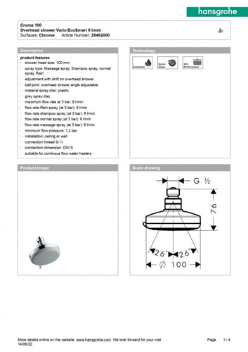 راس دش 10سم فاريو هانس جروهي hansgrohe
