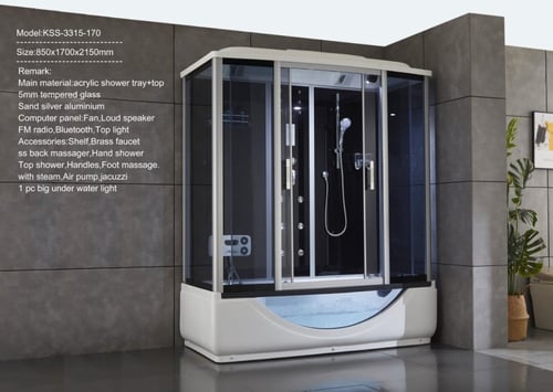 كابينة بخار جاكوزي زاوية 170x85 سم