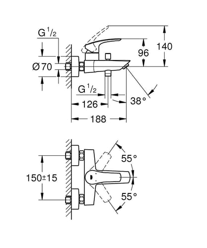 خلاط بانيو M يورو سمارت جروهي GROHE
