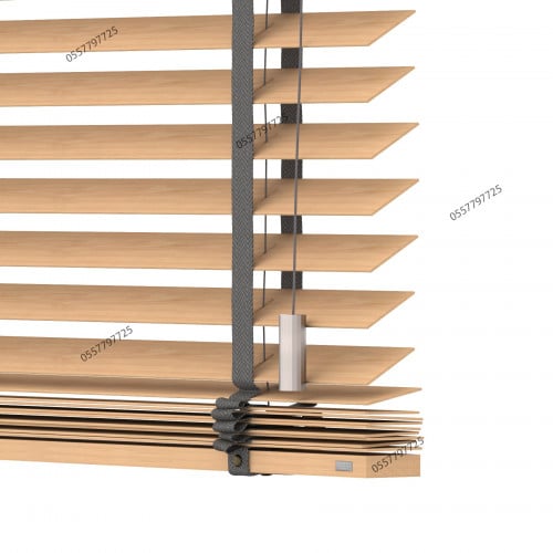 ستارة شرائح خشب صناعي كوري فاتح