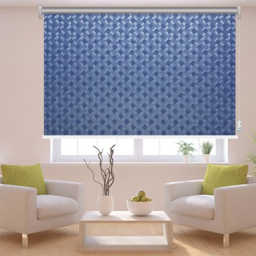 ستائر رول عازل للضواء والحرارة جاكار أزرق منقط