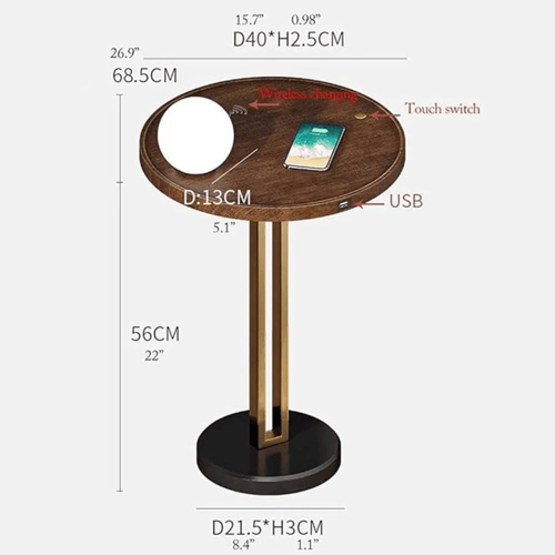 (USB+Wireless Charging）طاولة بإنارة وبشاحن لاسلكي
