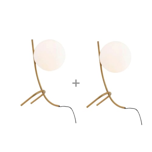 ابجورة طاولة بشكل كرة مضيئة وذراع ذهبي