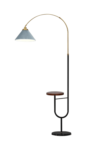 اباجورة ستأند شيري أرضية بعمود منحني - مع طاولة شح...