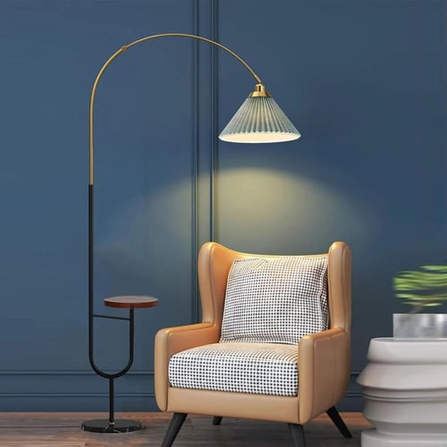 اباجورة ستأند شيري أرضية بعمود منحني - مع طاولة شح...