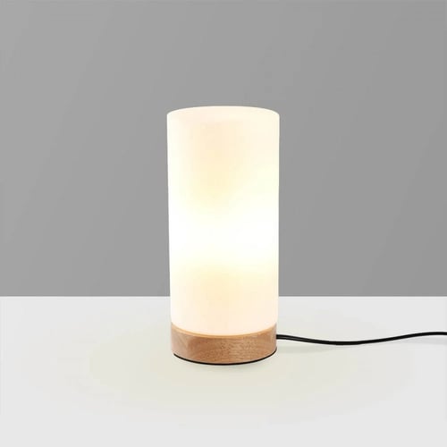 ابجورة طاولة بشكل اسطواني مميز بقاعدة خشبية