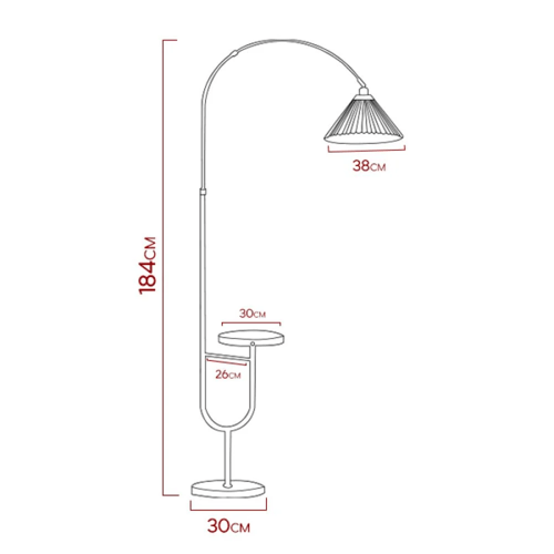 اباجورة ستأند شيري أرضية بعمود منحني - مع طاولة شح...