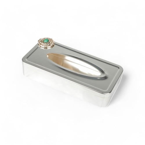 علبة مناديل كوين من سولتير، اللون فضي ذهبي & أخضر,...