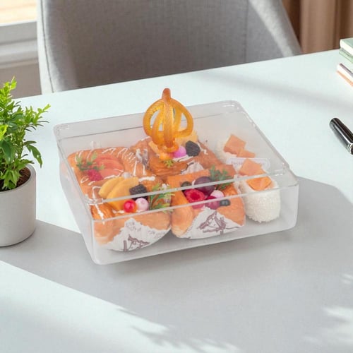 علبة تقديم سنيك أكريليك من سوليتير، لون شفاف وعنبر...
