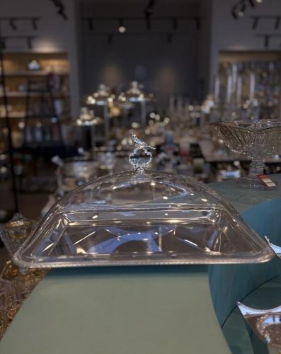 صحن تقديم العصفور , مستطيل فضي كبير