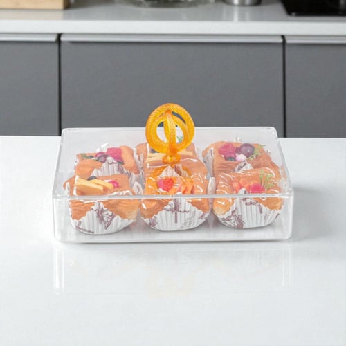 علبة تقديم سنيك أكريليك من سوليتير، لون شفاف وعنبر...