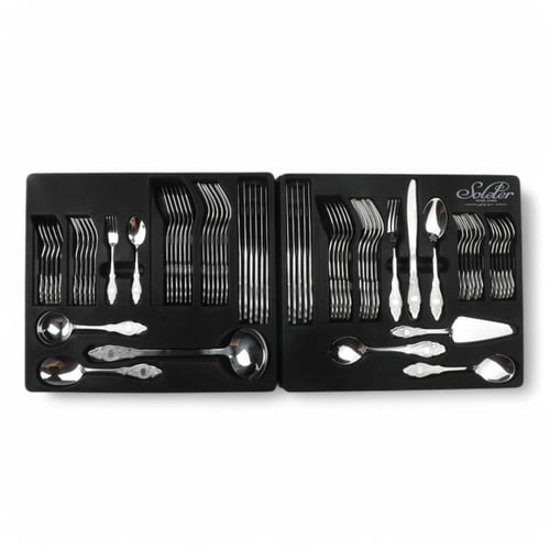 شنطة ملاعق وشوك من سولتير طقم 72 حبة، لون فضي بنقو...