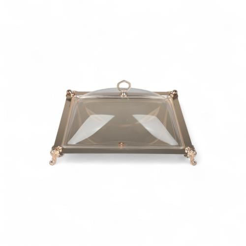 صحن كيك فوبي بغطاء أكريليك من سوليتير، اللون ذهبي