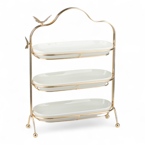 شيال الفراشة بيضاوي الشكل 3 طبق بورسلان من سولتير،...