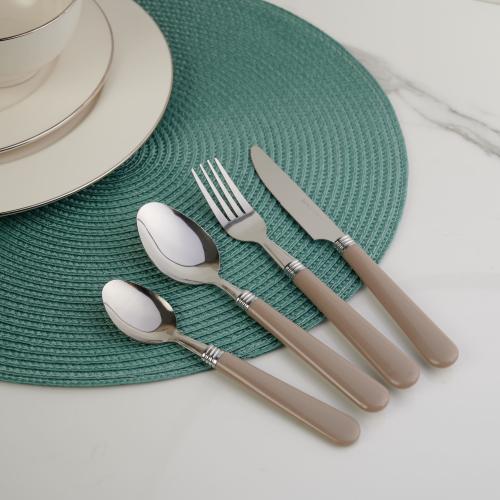 طقم ملاعق بلاستيك من بستر 12 قطعة، لون رمادي