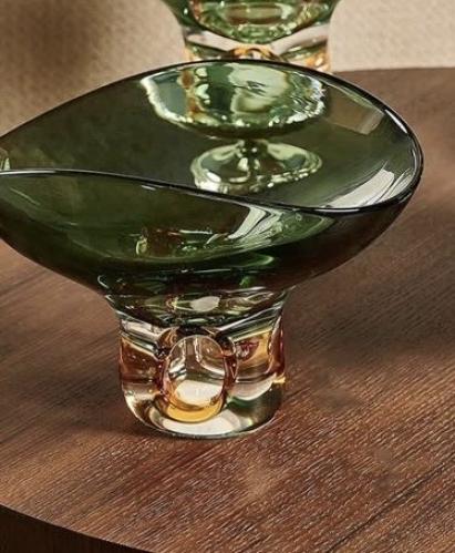 صحن لورا للضيافة كريستال ، أخضر