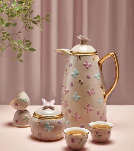 ترمس الفراشة بني , بورسلان 1 لتر