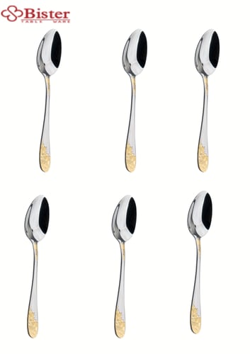 طقم ملاعق حلا ستانلس ستيل من بيستر 6 قطع، لون فضي...