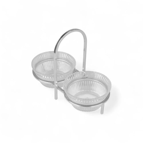 طقم تمرية من سوليتير، اللون فضي، طقم 2 حبة مع حامل