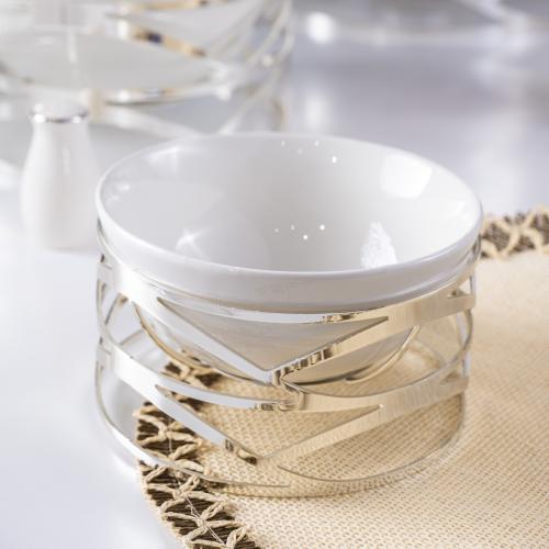 صحن تقديم فوبي مع قاعدة من سوليتير, اللون فضي, الق...