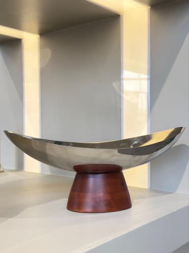 طبق تقديم السلطان ، بيضاوي خشبي بقاعدة ، 40 سم