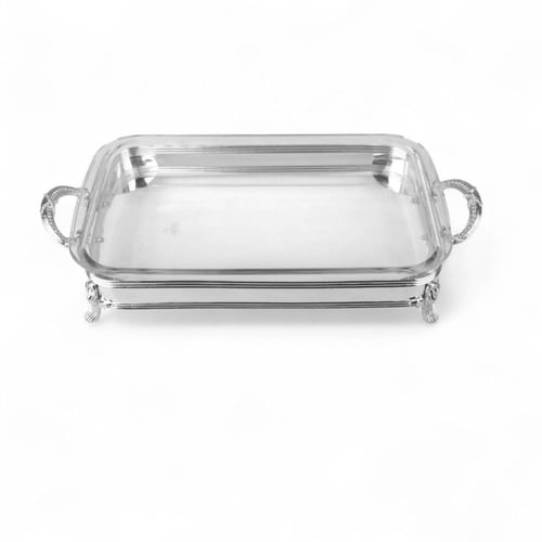 صينية فوبي بغطاء من سوليتير, اللون فضي، 3 لتر