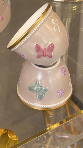 طقم فناجين قهوة الفراشة بورسلان, بني ذهبي