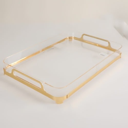صينية تقديم أكريليك من سوليتير , اللون شفاف و ذهبي...