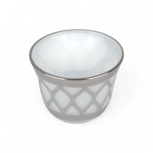 طقم فناجين قهوة شبك, أبيض وفضي, مكون من 6 قطع