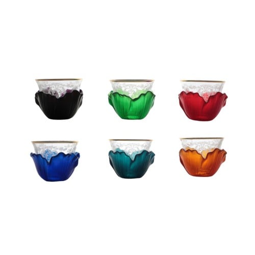 طقم فناجين قهوة ملون من سوليتير, مكون من 6 قطع