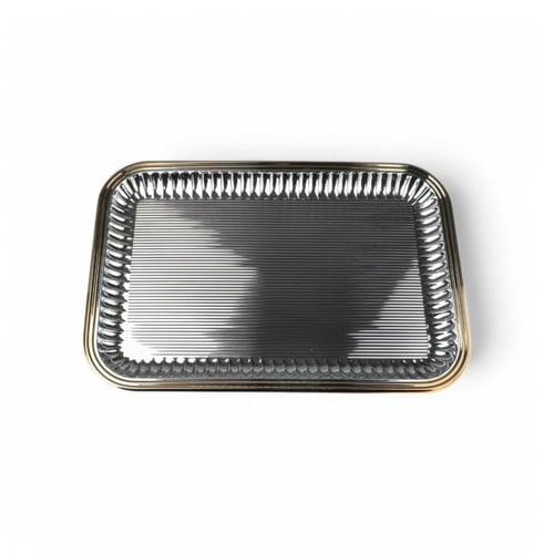 صينية تقديم من سوليتير، لون فضي وذهبي، حجم كبير مس...