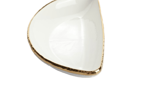 صحن البورسلان نص دائري لؤلؤي أطراف ذهبية حجم صغير،...