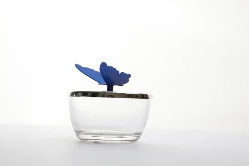 تمرية مع غطا على شكل فراشة من سوليتير ، لون فضي أز...