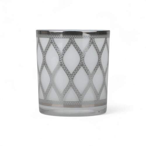 طقم كاسات مياه شبك، أبيض وفضي, مكون من 6 قطع