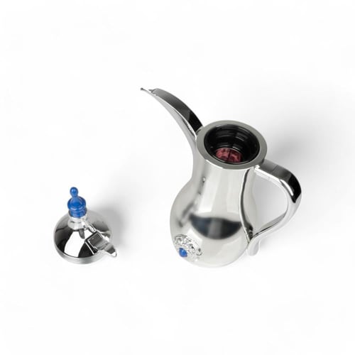 دلة قهوة من سولتير 0.5 لتر، اللون فضي & بحجر أزرق