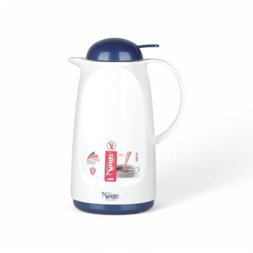 ترمس VALK ألماني ضغاط، اللون أبيض وأزرق، السعة 1 ل...