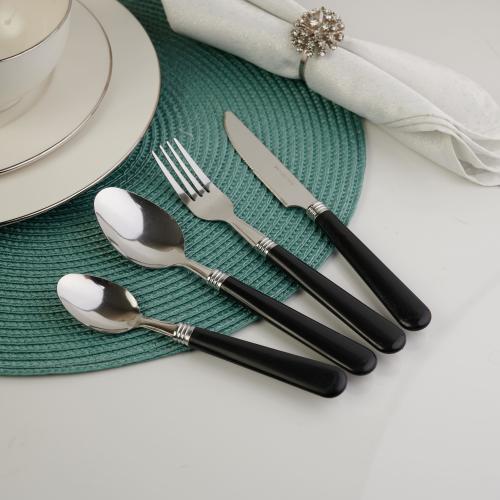 طقم ملاعق بلاستيك من بستر 12 قطعة، لون أسود