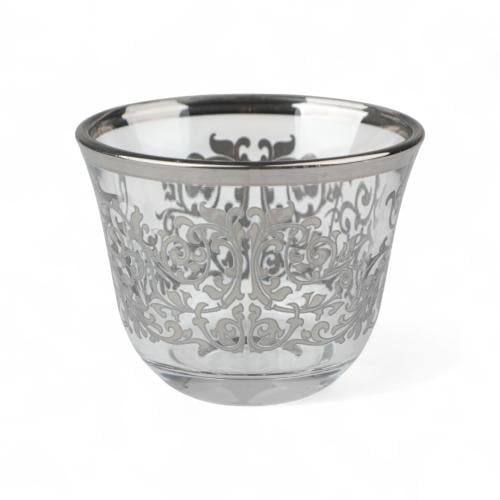 طقم فناجين قهوة فاخرة من سوليتير، لون فضي وشفاف بن...