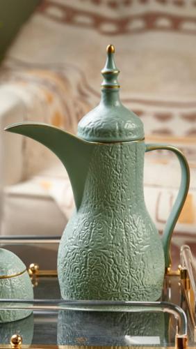 دلة بورسلان , سماوي ذهبي 600 مل