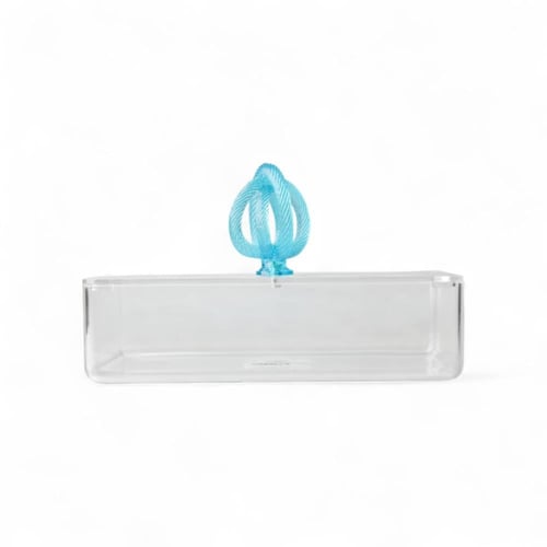 علبة تقديم سنيك أكريليك من سوليتير، لون شفاف وسماو...