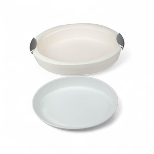 حافظة طعام بيضاوي لون أبيض فضي مطفئ مقاس 50 سم