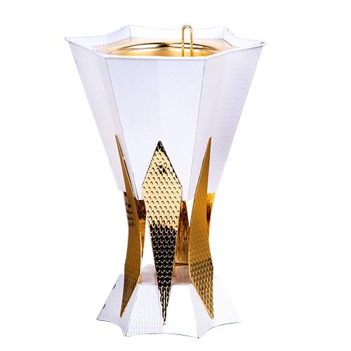 مبخرة العود من سوليتير، لون ذهبي وأبيض، حجم كبير ا...