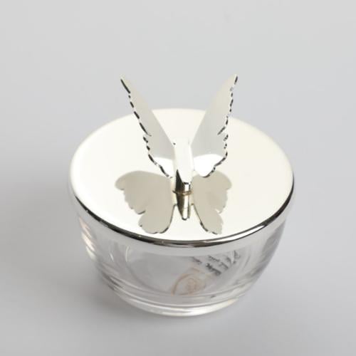 تمرية مع غطاء على شكل فراشة من سوليتير، لون فضي، ق...