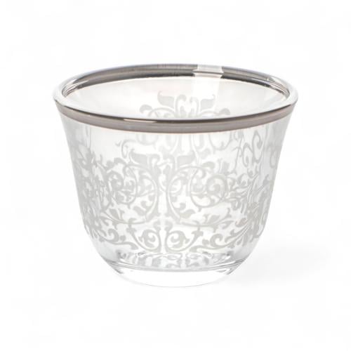 طقم فناجين قهوة فاخرة من سوليتير، لون فضي وشفاف بن...