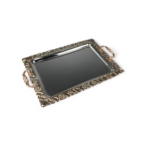 صينية تقديم معدنية من سوليتير, لون فضي وذهبي, حجم...