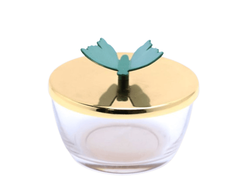 تمرية مع غطا على شكل فراشة من سوليتير ، لون ذهبي أ...