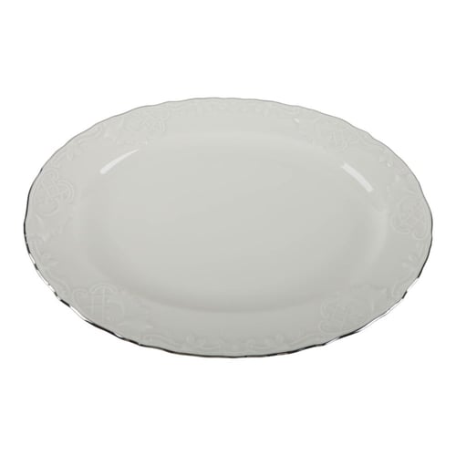 طقم سفرة بورسلان باللون أبيض فضي 32 قطعة