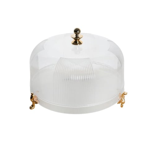 صحن تقديم كيك من الأكريليك الفاخر ذهبي شفاف , القط...